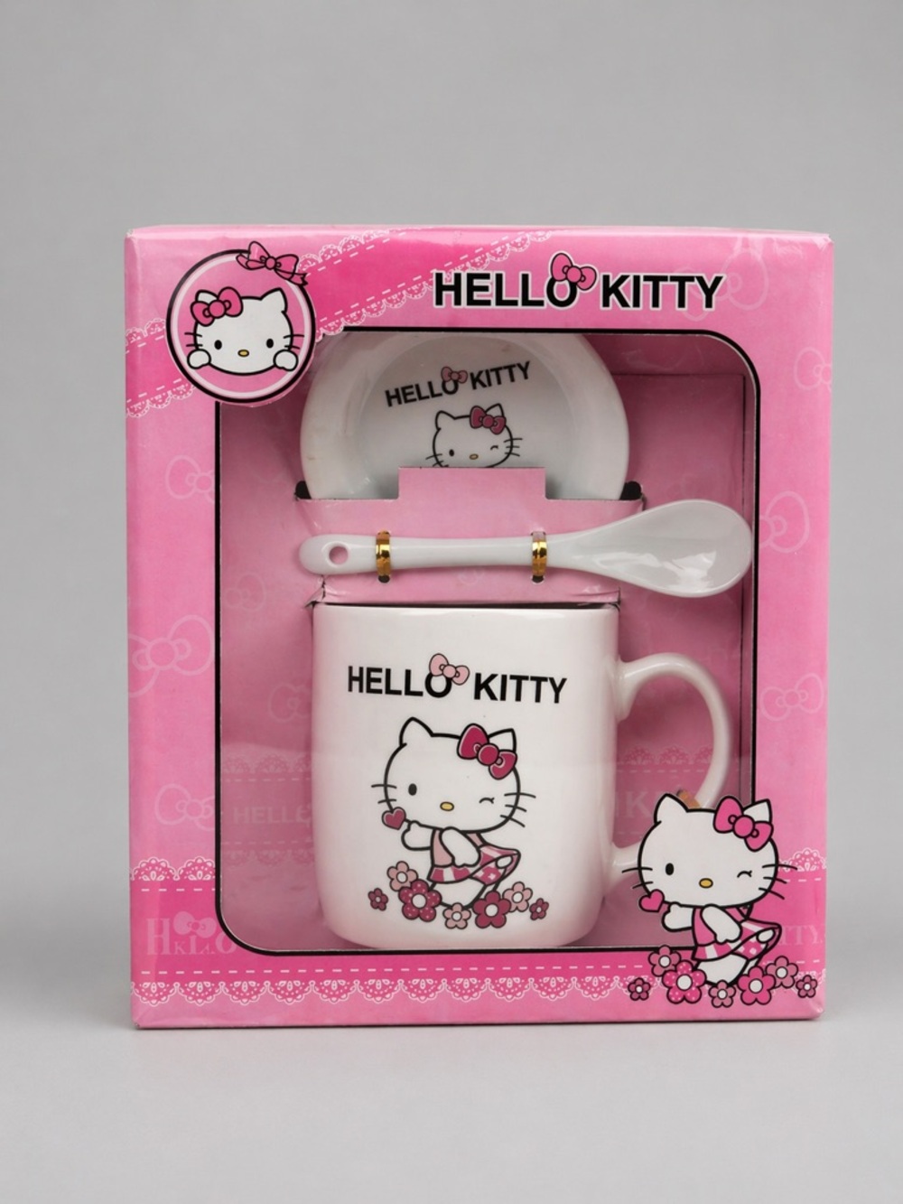 Hello Kitty Mug Gift Set with Spoon & Bowl – Ceramic 3-Piece Set